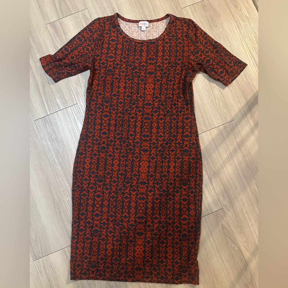 LuLaRoe Black Geometric Midi Dress